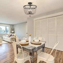 Cheap ❤️ LNC Lighting LNC 3-light Flush Mounts Ceiling Lights Distressed Wood Beads Black Finish Retro ✔️ -ceiling lighting store d0e1ef1602ee46c3 7316 w800 h800 b0 p0