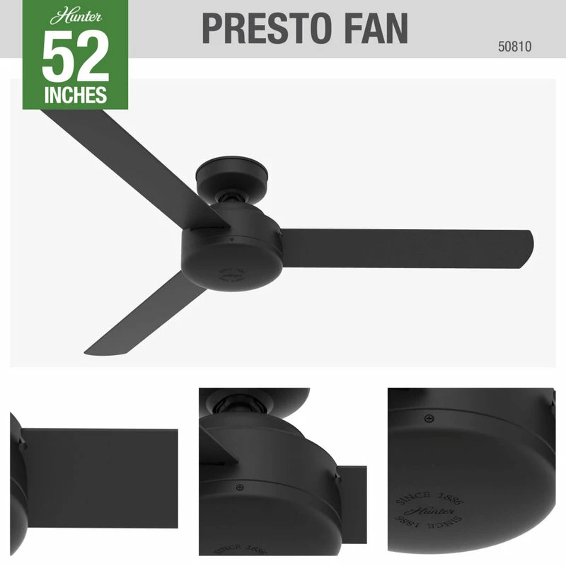 Buy π Hunter Fan Company Hunter 52" Matte Black Presto Ceiling Fan With Wall Control π 10 Buy π Hunter Fan Company Hunter 52" Matte Black Presto Ceiling Fan With Wall Control π - Image 10