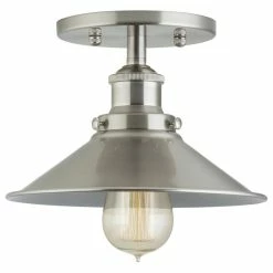 Outlet βοΈ Linea Di Liara Andante Industrial Semi Flushmount Ceiling Lamp, Brushed Nickel π