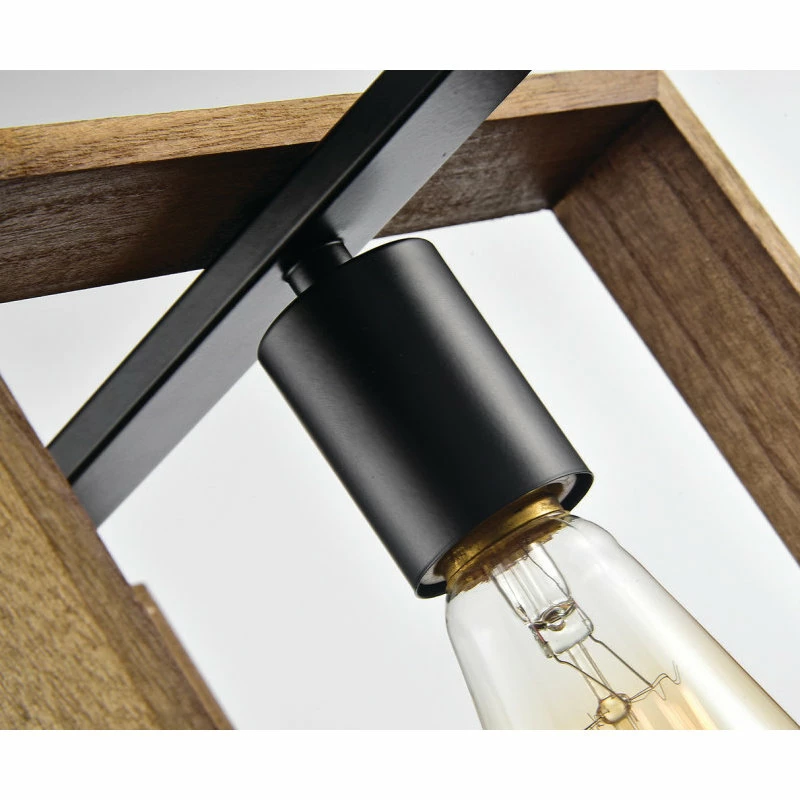 Buy π Edvivi Lighting 4-Light Matte Black And Wood Farmhouse Linear Chandelier With Exposed Bulbs β 4 Buy π Edvivi Lighting 4-Light Matte Black And Wood Farmhouse Linear Chandelier With Exposed Bulbs β - Image 4