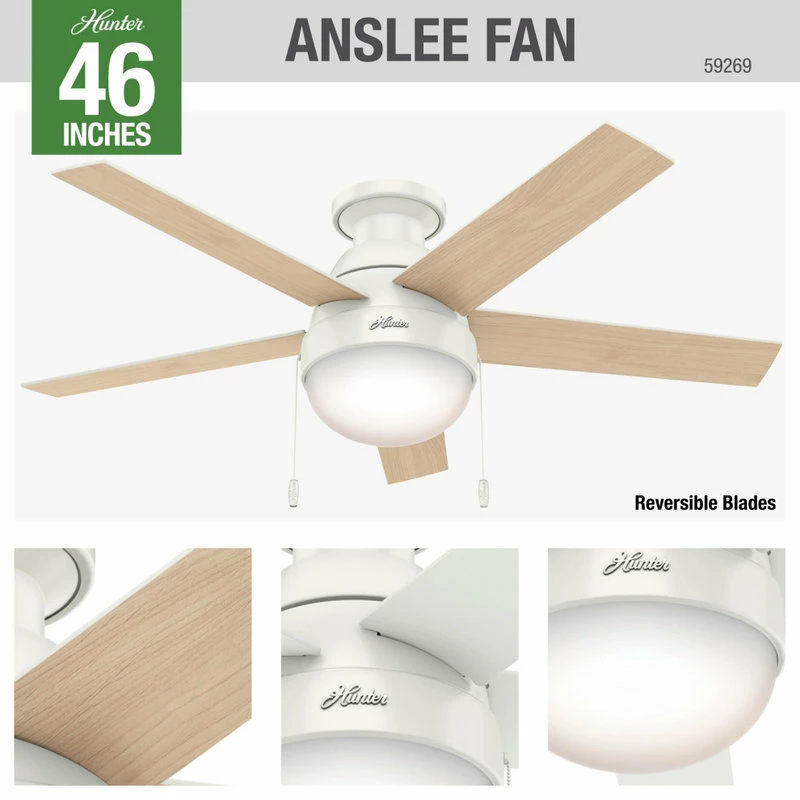 Coupon ✔️ Hunter Fan Company 46" Anslee Low Profile Ceiling Fan With Light, Fresh White 👏 10 Coupon ✔️ Hunter Fan Company 46" Anslee Low Profile Ceiling Fan With Light, Fresh White 👏 - Image 10