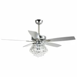Cheap ❤️ Whoselamp 52-In Crystal 5-Blade Ceiling Fan With Light, Remote Control, Chrome 🎉