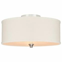 Budget 👏 Kira Home Newport 14" Ceiling Light, Off White Linen Drum Shade, Brushed Nickel 👍 -ceiling lighting store d3c12f0e0c019cc8 8652 w800 h800 b1 p0