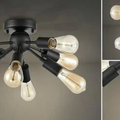 Promo ✔️ Mooseled Milano Sputnik Ceiling Light 8-light Flush Mount Fixture, Black 🎉 -ceiling lighting store d4b19b850f3bd62c 7233 w800 h800 b0 p0
