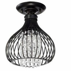 Cheap 🎁 Edvivi Lighting 1-Light Antique Bronze And Crystal Bead Bell Shade Semi Flush Mount Glam 🌟 -ceiling lighting store d581c89f0d9228be 5481 w800 h800 b1 p0