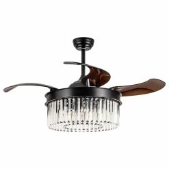 Hot Sale 💯 FLINT GARDEN INC 42-Inch Retractable 3-Blades Crystal LED Ceiling Fan With Remote ❤️