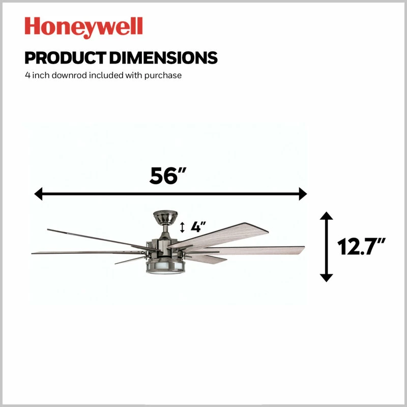 Coupon π₯° Honeywell Ceiling Fans Honeywell Kaliza Modern Ceiling Fan With Light And Remote, 56", Gun Metal π 8 Coupon π₯° Honeywell Ceiling Fans Honeywell Kaliza Modern Ceiling Fan With Light And Remote, 56", Gun Metal π - Image 8