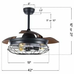 Budget 🥰 Bella Depot 42" Vintage Industrial Ceiling Fan With Retractable Blades, Remote Control, Blac 🧨 -ceiling lighting store d9f16f880dec6b00 6150 w800 h800 b1 p0