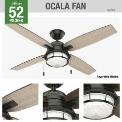 Promo 👍 Hunter Fan Company 52" Ocala Noble Bronze Ceiling Fan With Light 🔥 -ceiling lighting store df614e9c0f8ff29e 7765 w800 h800 b0 p0