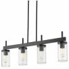 Best Sale 👏 Golden Lighting Winslett Linear Pendant, Matte Black With Ribbed Clear Glass 🎁