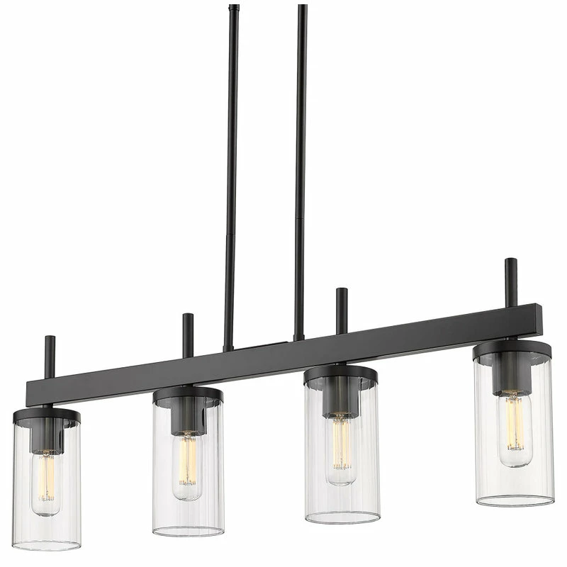Best Sale π Golden Lighting Winslett Linear Pendant, Matte Black With Ribbed Clear Glass π 1 Best Sale π Golden Lighting Winslett Linear Pendant, Matte Black With Ribbed Clear Glass π
