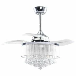Best deal 🛒 FLINT GARDEN INC 36 Inch Chrome Crystal Ceiling Fan With Remote, Retractable Blades ❤️ -ceiling lighting store e15147320e2409ec 4967 w800 h800 b1 p0