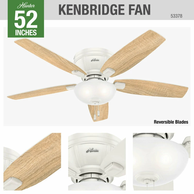 Discount 😀 Hunter Fan Company 52" Kenbridge LP With Light Fresh White Ceiling Fan W/ Light 🌟 12 Discount 😀 Hunter Fan Company 52" Kenbridge LP With Light Fresh White Ceiling Fan W/ Light 🌟 - Image 12