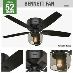 Coupon 😍 Hunter Fan Company 52" Bennett Low Matte Black Ceiling Fan, Light/Remote 🤩 -ceiling lighting store e37158640f8fd261 4940 w800 h800 b0 p0