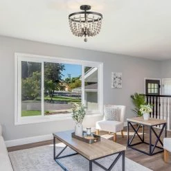 Cheap ❤️ LNC Lighting LNC 3-light Flush Mounts Ceiling Lights Distressed Wood Beads Black Finish Retro ✔️ -ceiling lighting store e5b1e10102ee46c4 7316 w800 h800 b0 p0