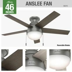 Flash Sale ✨ Hunter Fan Company 46" Anslee Low Profile Ceiling Fan With Light, Light Gray O ✔️ -ceiling lighting store e831ef2d0f8ff22e 7498 w800 h800 b0 p0