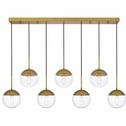 Brand new π― Elegant Furniture & Lighting Elegant Lighting LD6091 Eclipse 7 Light 54"W Linear Pendant - Brass / Clear π