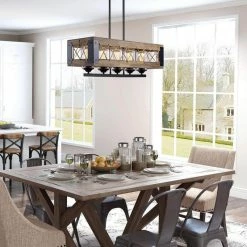 Outlet 🔥 LNC Lighting LNC 32" 5-Light Farmhouse Matte Black And Brown Wood Linear Chandelier 🔔 -ceiling lighting store eaf101bd03199b04 6384 w800 h800 b0 p0