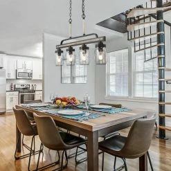 Brand new 🧨 LNC Lighting LNC 4-Light Farmhouse Matte Black Linear Mason Jar Metal Chandelier ❤️ -ceiling lighting store eb01ce39034fb17a 9952 w800 h800 b0 p0