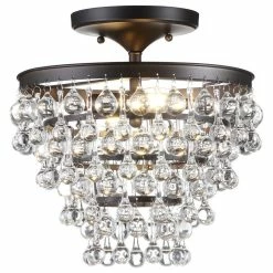 Promo 🥰 JONATHAN Y Toronto Metal, Crystal LED Flush Mount, Oil Rubbed Bronze, 13" ✔️