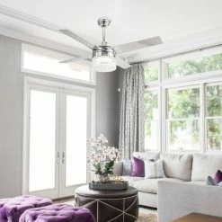 Top 10 🔔 Whoselamp 48 Modern Crystal Ceiling Fan With Dimmable LED Light, 4-Blades, Remote Control 👏 -ceiling lighting store ee51baa50c99f89e 4550 w800 h800 b0 p0
