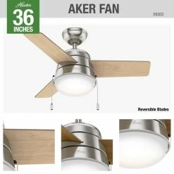 Cheap ⭐ Hunter Fan Company 36" Aker Brushed Nickel Ceiling Fan With Light 🎁 -ceiling lighting store f1715d630f8fc3f1 7530 w800 h800 b0 p0