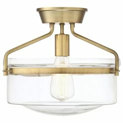 Brand new ✔️ Helmsman Lighting Works 1-Light Semi-Flush Mount, Natural Brass ✔️