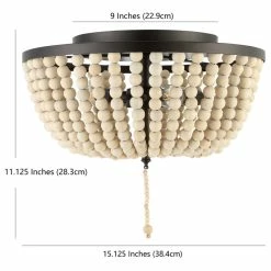 Discount ⭐ JONATHAN Y Allison Wood Beaded LED Flush Mount, Antique Gold, Cream, 15", Oil Rubbed Bronze ⭐ -ceiling lighting store f65109f1039b6c95 6030 w800 h800 b1 p0