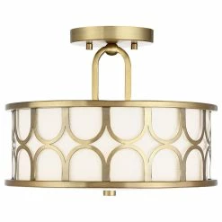 Outlet ⌛ Trade Winds Lighting Trade Winds Courtland Semi-Flush Mount Ceiling Light In Natural Brass 👏