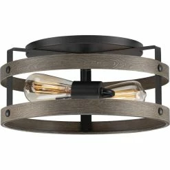 Deals 🌟 Progress Lighting Gulliver 2-Light Weathered Gray Farmhouse Flush Mount Ceiling Light ❤️