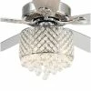 Discount ✔️ FLINT GARDEN INC 52 Modern Crystal Ceiling Fan With Remote Control, 5 Blades, Chrome ⌛