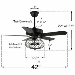 New ⭐ Bella Depot Modern Black Industrial Ceiling Fan With Remote Control, Reversible, 42 In. 🔥 -ceiling lighting store fac188410fbf9904 7070 w800 h800 b1 p0