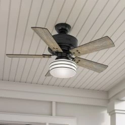 Hot Sale 👏 Hunter Fan Company Cedar Key Matte Black Ceiling Fan With Light/Remote, 44" ❤️ -ceiling lighting store fb0101a80f8fd29f 9919 w800 h800 b0 p0