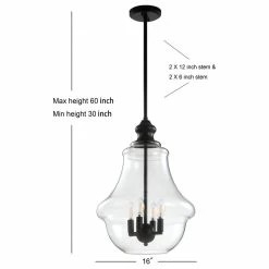 Wholesale 🔥 JONATHAN Y Adam Adjustable Metal And Glass Led Pendant, Oil Rubbed Bronze, 16" Width 😀 -ceiling lighting store fbb114430387c14c 7326 w800 h800 b1 p0