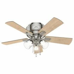 Hot Sale π Hunter Fan Company Crestfield Brushed Nickel Ceiling Fan With Light, 42" β€οΈ