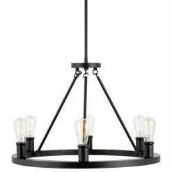 Buy ❤️ Kira Home Jericho 25" Rustic Farmhouse Wagon Wheel Chandelier, Round Kitchen 🤩