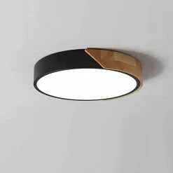Outlet 🛒 Homary Modern Minimalist LED Wood & Metal & Acrylic Flush Mount Ceiling Light, Black, M 👏 -ceiling lighting store fe914730038d5c22 8877 w800 h800 b0 p0