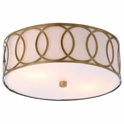 Best Sale 🤩 JONATHAN Y Aria 2-Light Metal LED Flush Mount, Brass Gold, 12.25"w 🎉