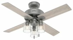 New 🧨 Hunter Fan Company Hunter Pelston 44" Ceiling Fan W/LED Light 50331 - Matte Silver 🤩