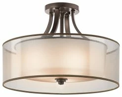 Deals 🛒 Kichler 42387MIZ Four Light Semi Flush Mount, Mission Bronze Finish 👍