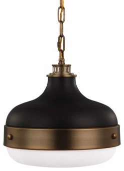 Best Pirce 😉 Feiss 2-Light Pendant, Dark Brass / Matte Black ⌛