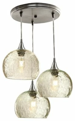 Cheap 🎁 Bicycle Glass Co. Lunar 3-Light Cascade Pendant No. 767, Clear Glass Shades 🔥