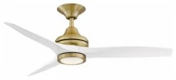 Discount 🎉 Fanimation Spitfire Ceiling 48" Fan/LED Light, Brushed Satin Brass/Matte White 🎉