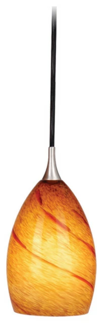 Deals ⌛ Vaxcel Milano Satin Nickel Mini Pendant Ceiling Light Amber Red Glass 🔔