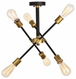 Brand new ⌛ Elegant Living District Axel Collection Flushmount, Black/Brass 🧨