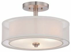 Flash Sale ⌛ Minka-Lavery 4107-84 3 Light Semi Flush Mount Parsons Studio Brushed Nickel 🥰