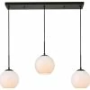 Best Sale 🎁 Elegant Furniture & Lighting Baxter 3 Light Pendant In Black And Frosted White 🌟