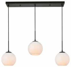 Best Sale 🎁 Elegant Furniture & Lighting Baxter 3 Light Pendant In Black And Frosted White 🌟