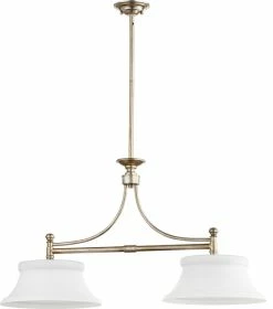 Flash Sale 👏 Quorum International Rossington 2-Light Isle Island Fixture, Aged Silver Leaf 🔔