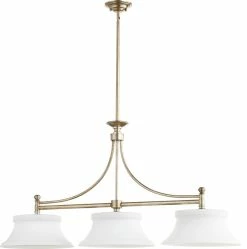 Hot Sale 🧨 Quorum International Rossington 3-Light Isle Island Fixture, Aged Silver Leaf 🥰